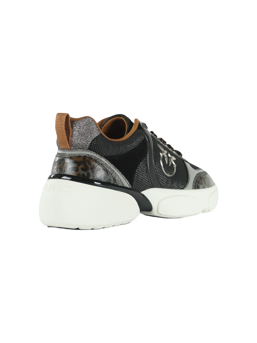 Pinko sneakers donna Alba in tessuto e pelle glitter nero SS0211P181 Z99 PINKO 