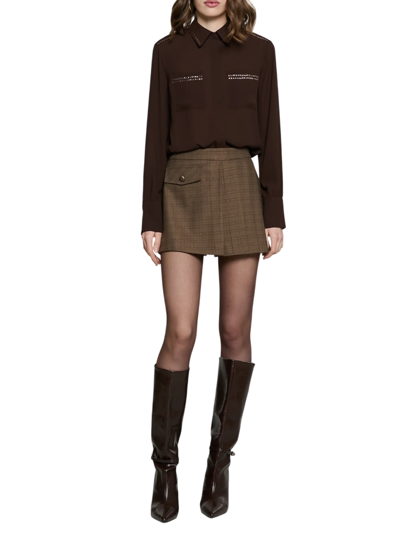 Relish shorts donna Acciai in fantasia check marrone ACCIAI 1987 RELISH 