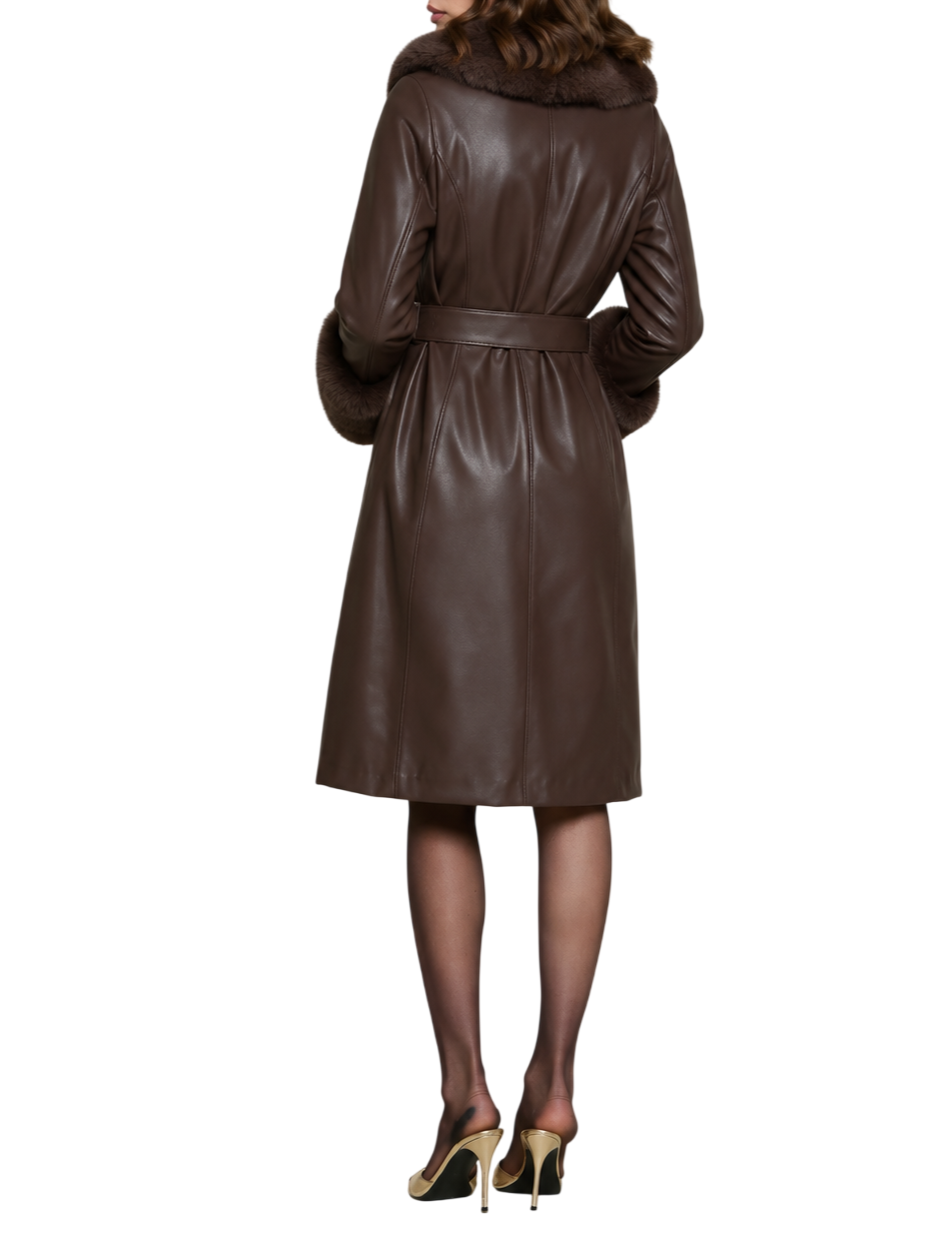 Relish trench Thekolor in ecopelle con inserti in ecopelliccia marrone THEKOLOR 2961 RELISH 
