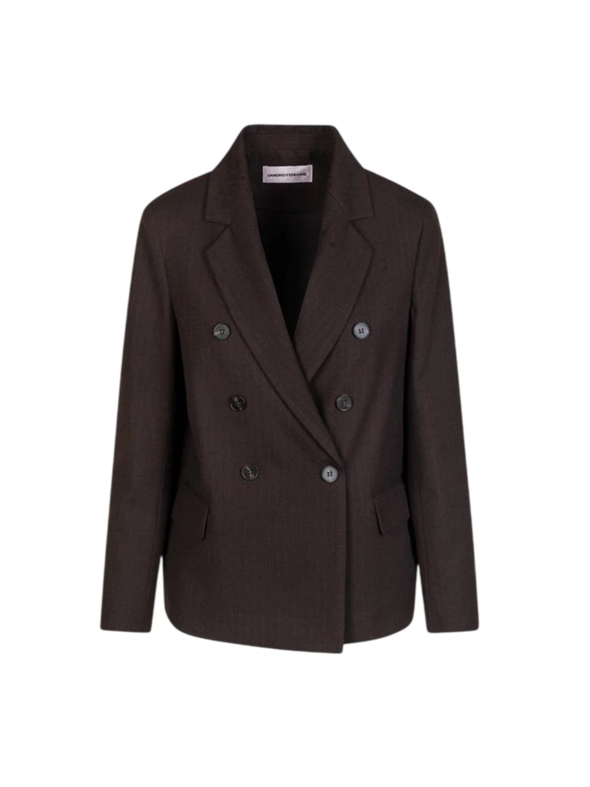 Sandro Ferrone giacca blazer doppiopetto donna in fantasia gessata marrone S25YBGFORNACE CACAO Sandro FERRONE 