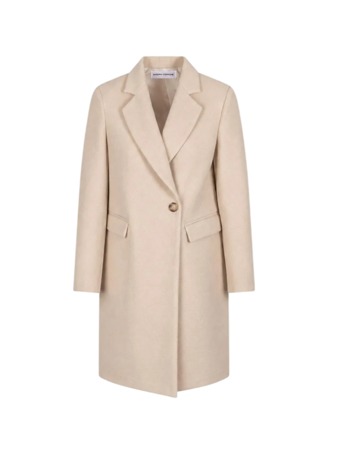 Sandro Ferrone cappotto lungo donna misto lana doppiopetto beige chiaro S25YBGFRAZER PANNA Sandro FERRONE 
