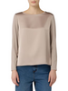 Sandro Ferrone blusa donna Minori bimateriale tortora