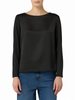 Sandro Ferrone blusa donna Minori bimateriale nero