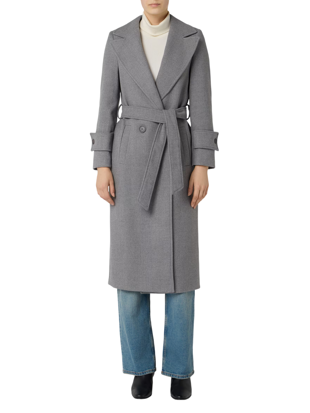 Sandro Ferrone cappotto lungo doppiopetto con cintura grigio melange S95YBGCESPO GRIGIO MEDIO Sandro FERRONE 