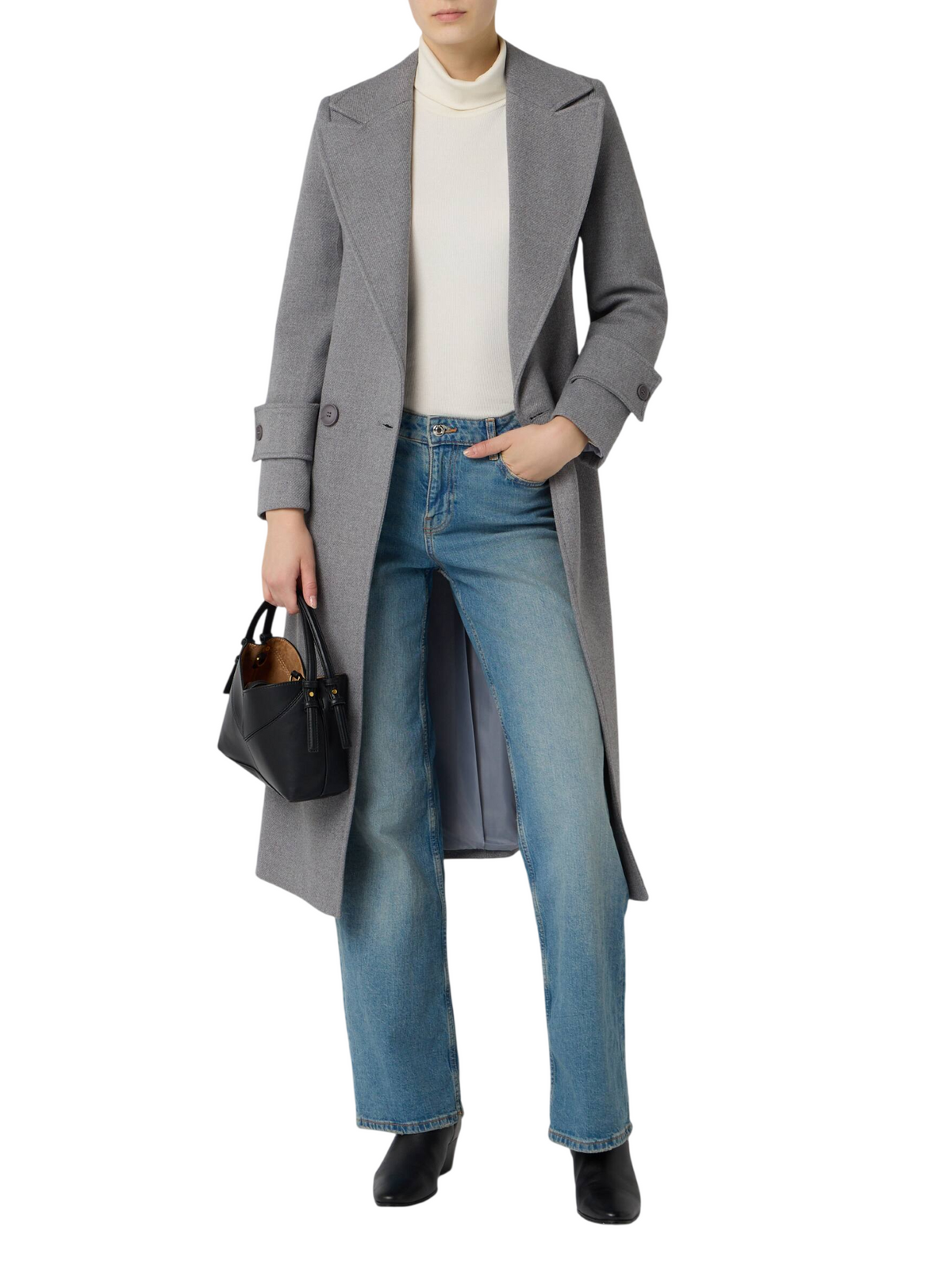 Sandro Ferrone cappotto lungo doppiopetto con cintura grigio melange S95YBGCESPO GRIGIO MEDIO Sandro FERRONE 
