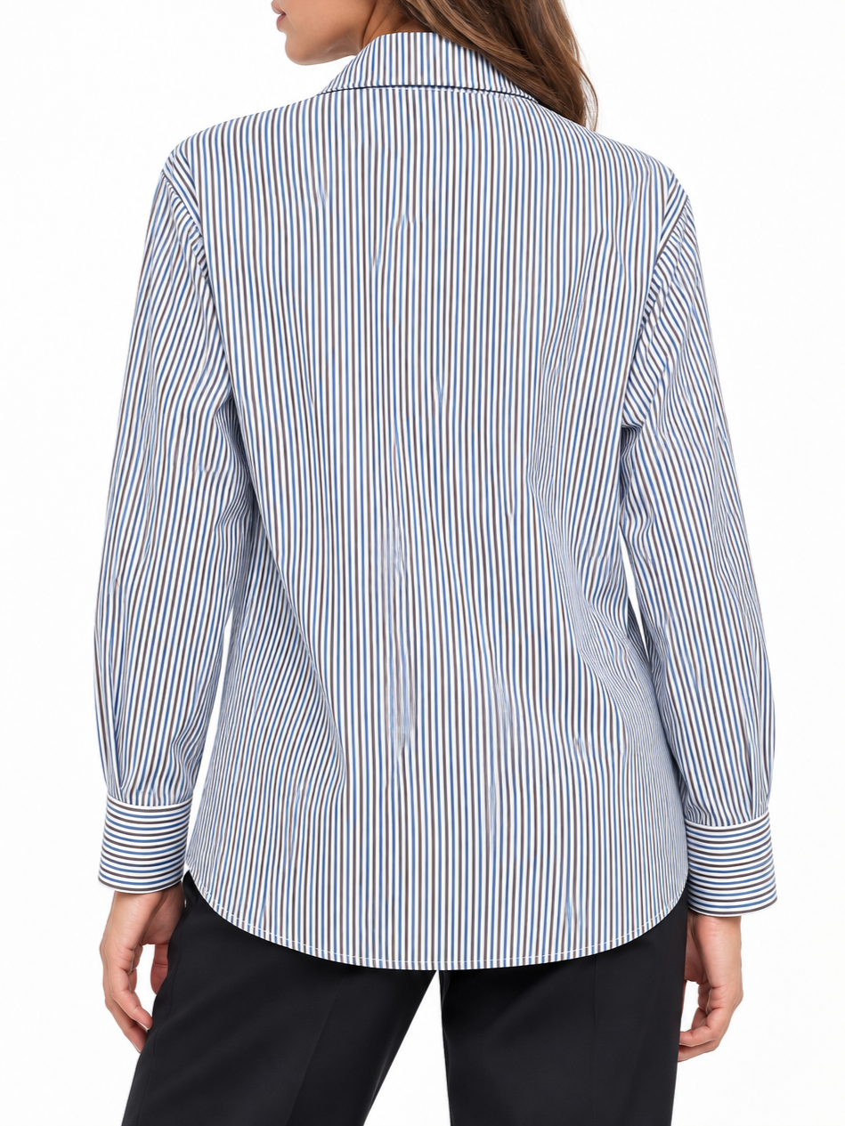 Silence camicia donna Hypnotique a righe blu beige CA7040R ROYAL BLUE SILENCE 