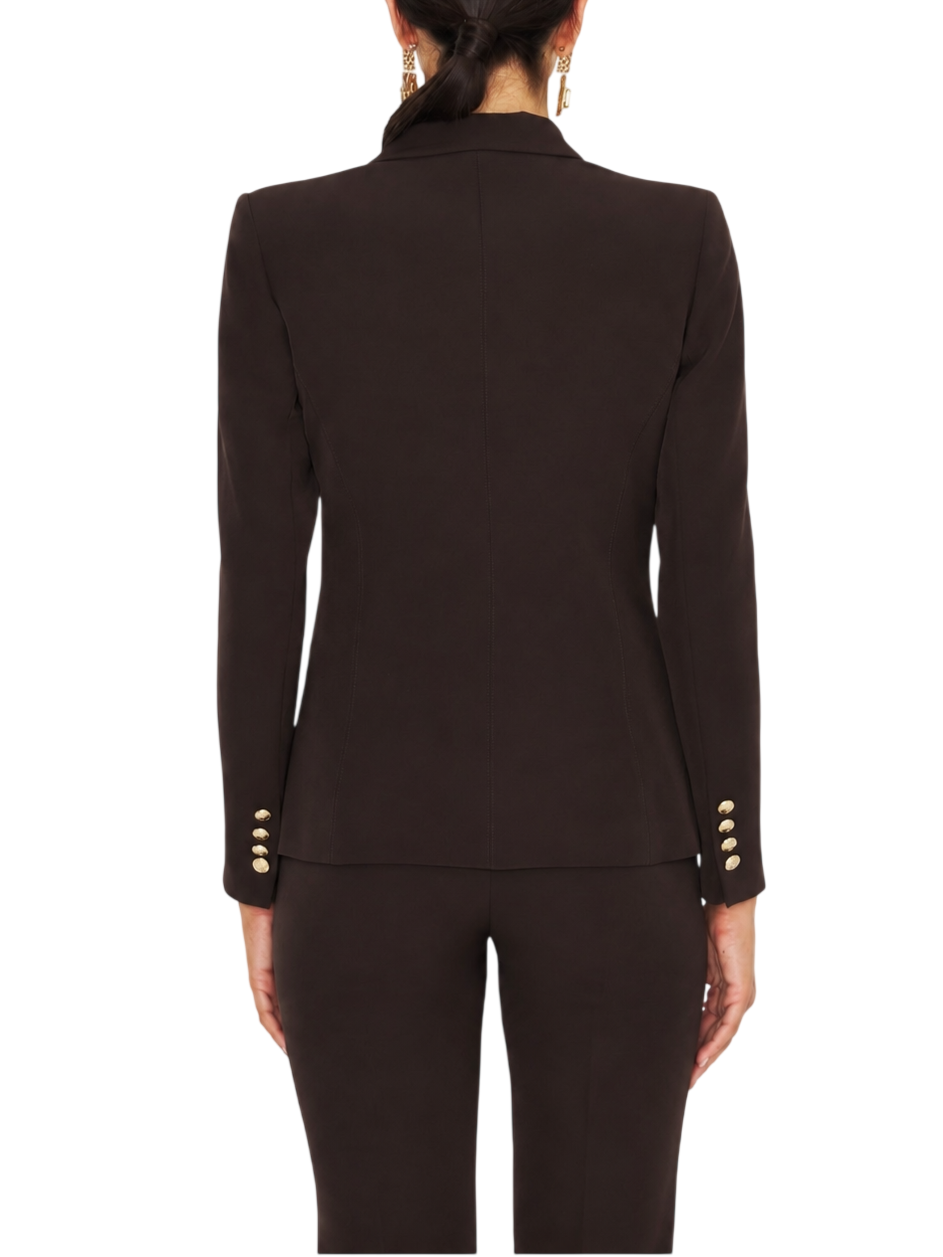 Silence giacca blazer donna doppiopetto Libra marrone NPR235AMBER DARK BROWN SILENCE 