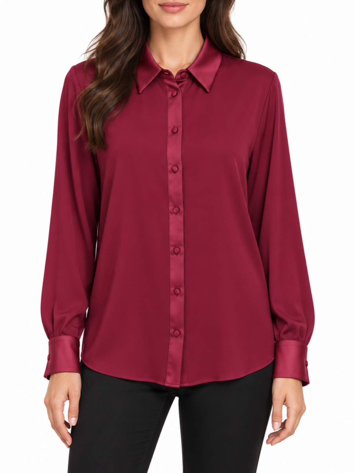 Silence camicia donna Authority in georgette con dettagli satin bordeaux SLCA001 BORDEAUX SILENCE 
