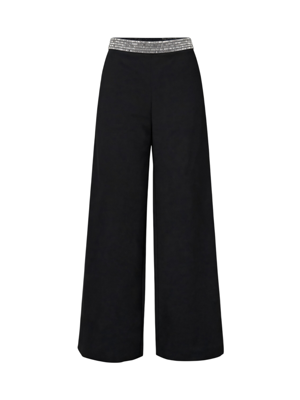 Silence pantaloni palazzo Karat con applicazioni gioiello nero SLPA019APP BLACK SILENCE 