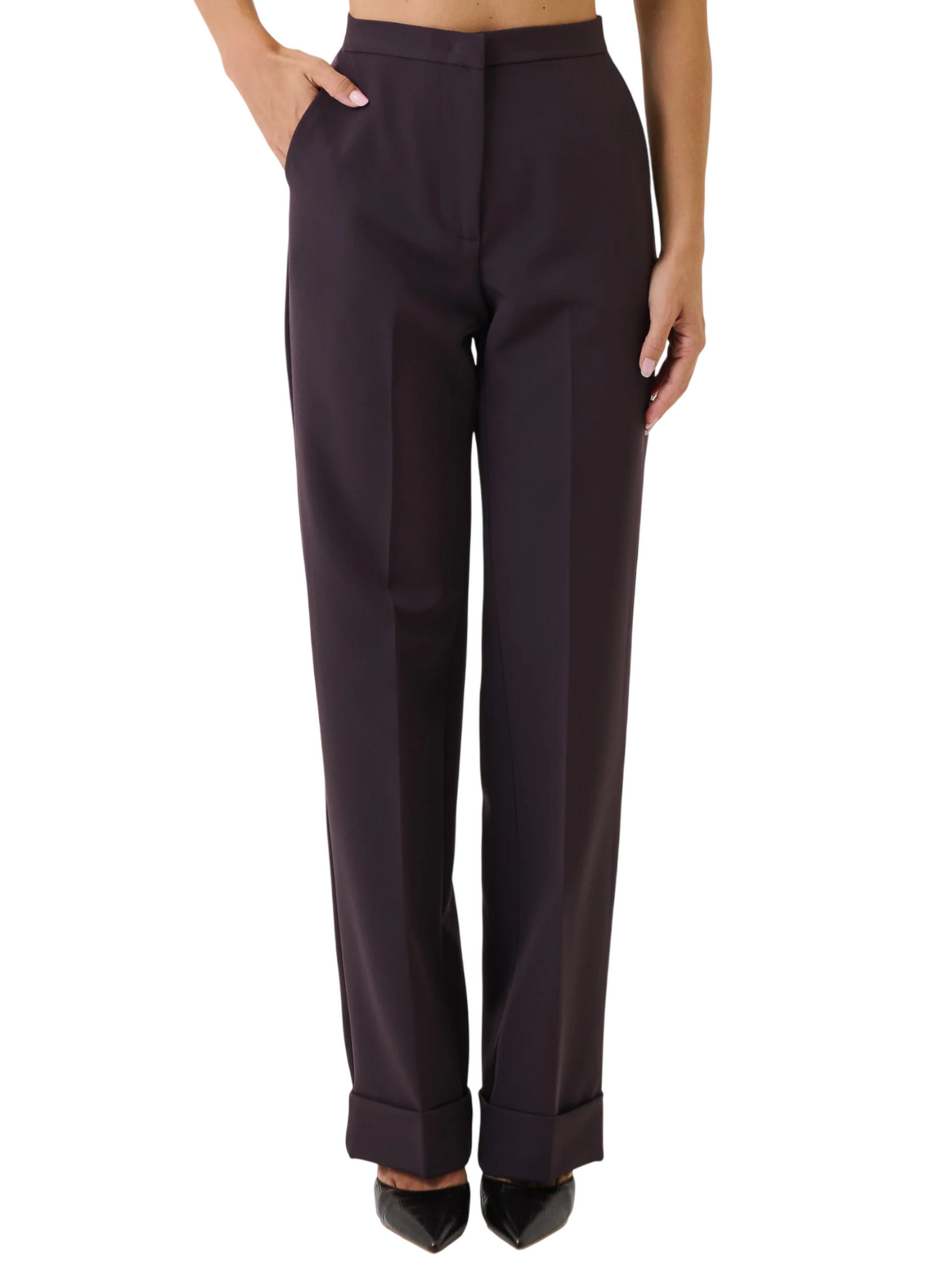Silence pantaloni donna Phoenix gamba dritta con risvolto borgogna SLPA043 CHOCO WINE SILENCE 