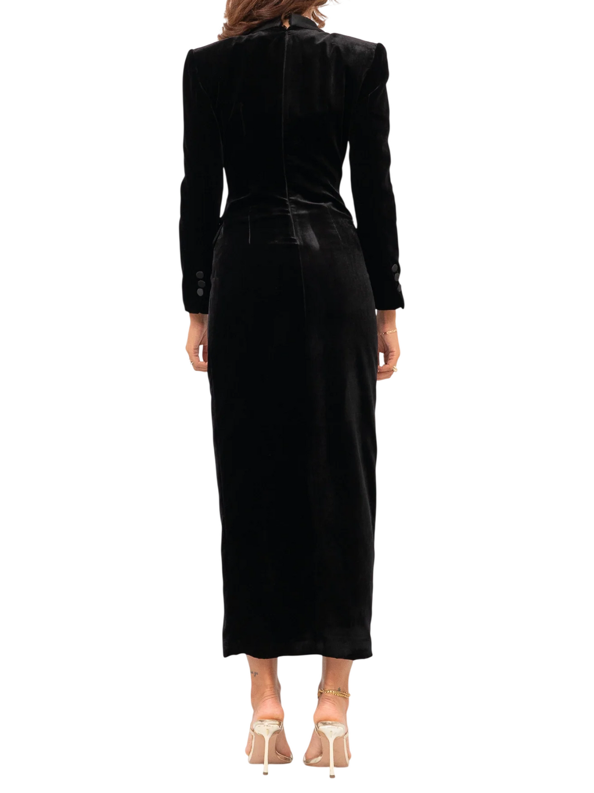 Simona Corsellini abito lungo doppiopetto in velluto robe manteau nero CEAB10401 NERO SIMONA CORSELLINI 