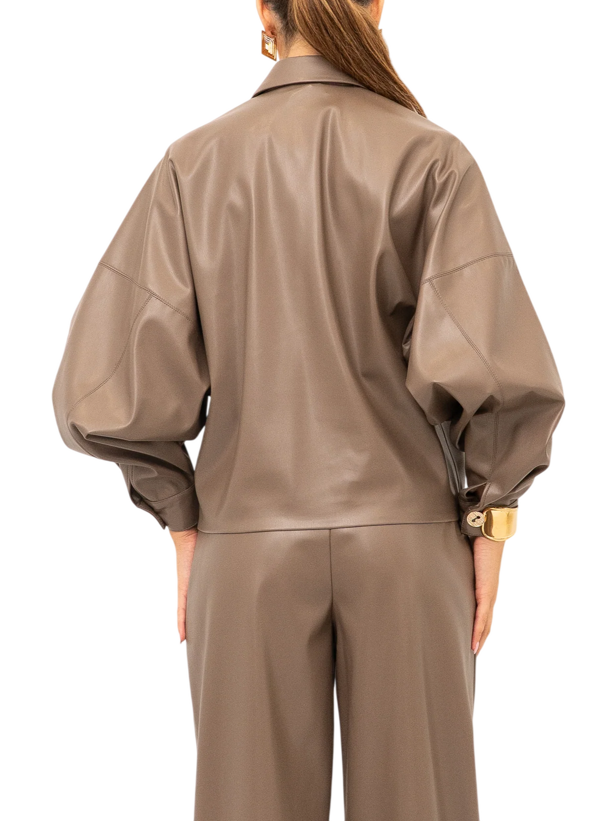 Simona Corsellini camicia donna in ecopelle tortora CPCA00301 HAZELNUT SIMONA CORSELLINI 