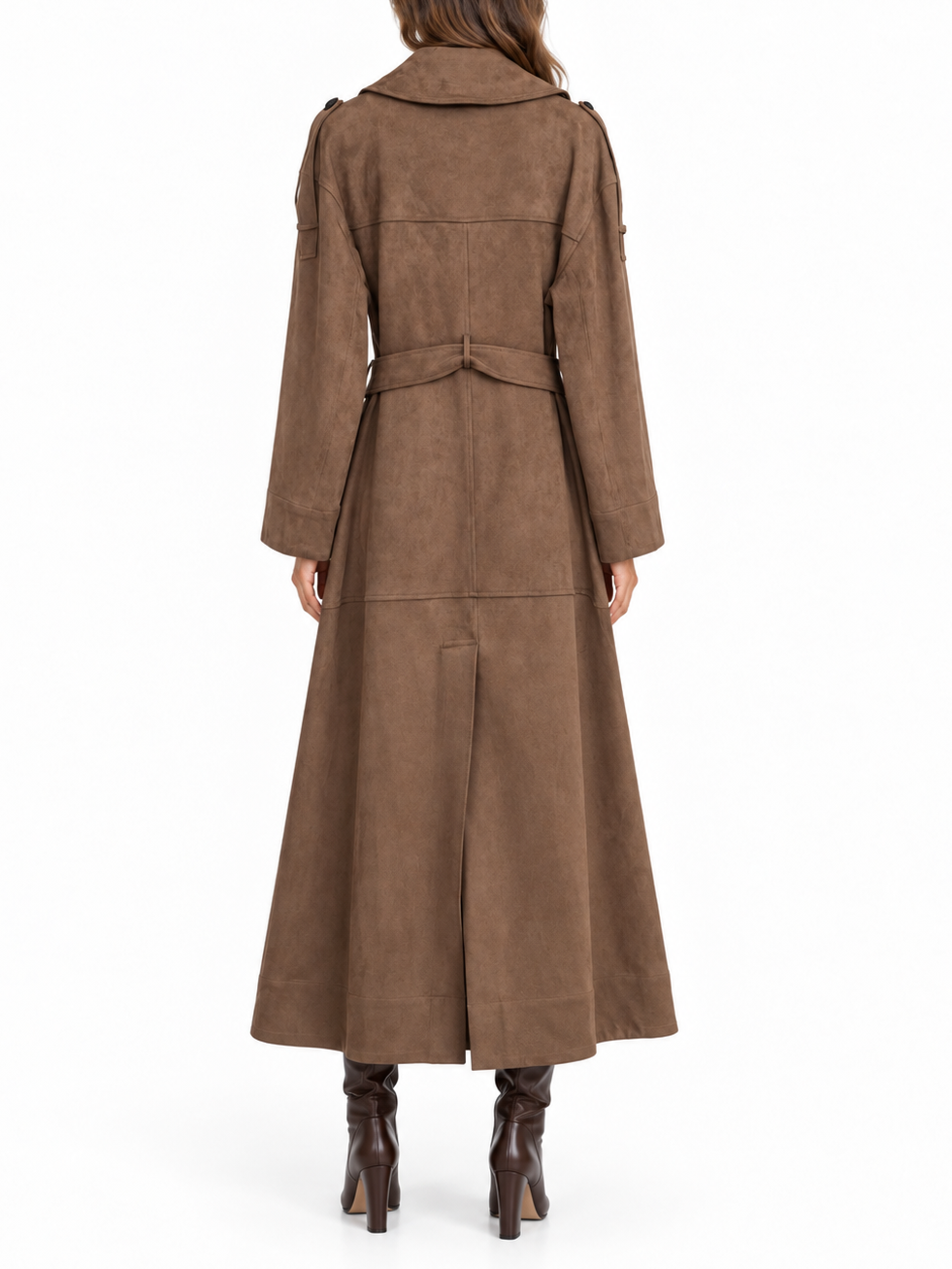 Simona Corsellini trench doppiopetto donna in suede con cintura marrone CPTHV0101 BROWN SIMONA CORSELLINI 