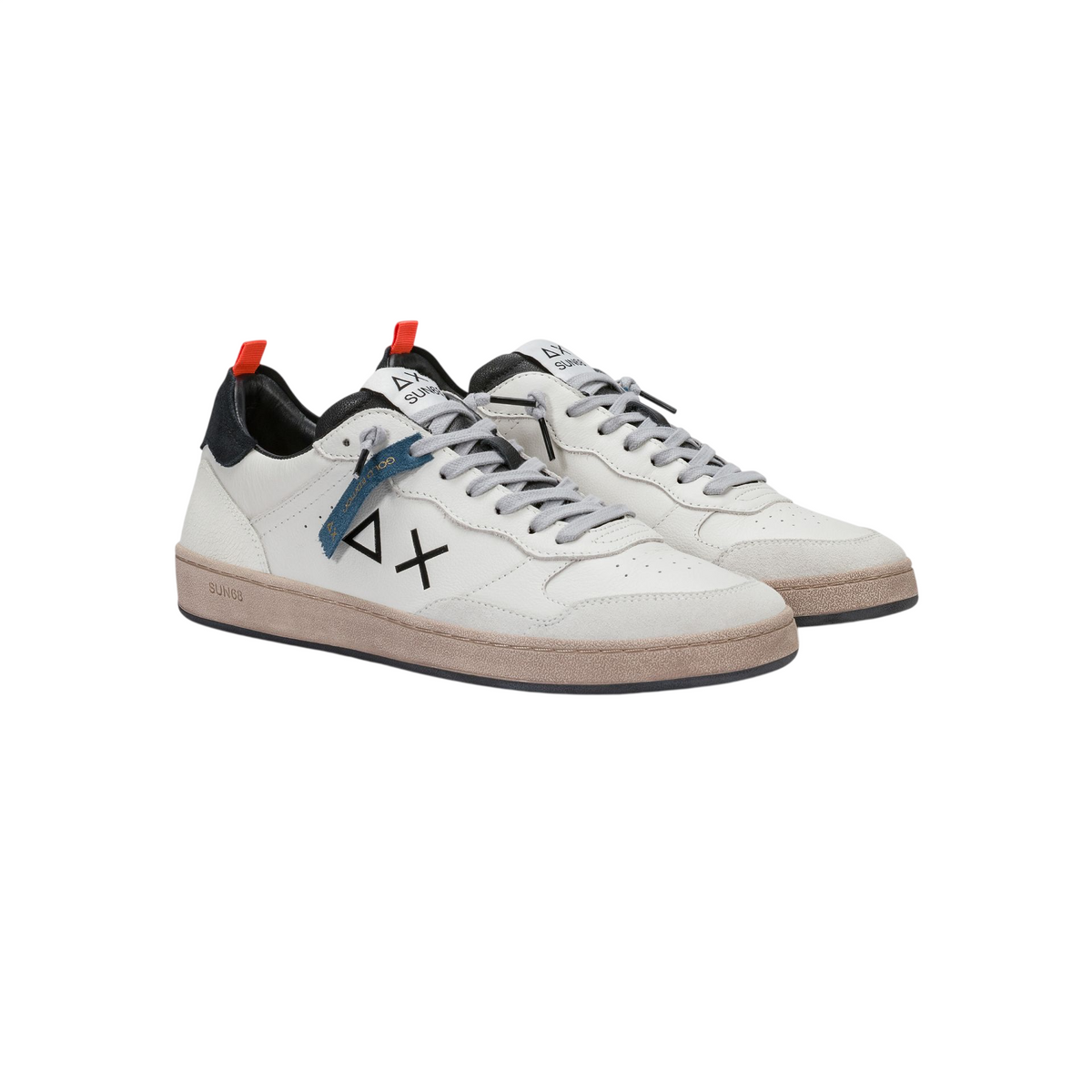 Sun68 sneakers uomo in pelle Urban Basket panna nero Z46146 PANNA-NERO SUN68 