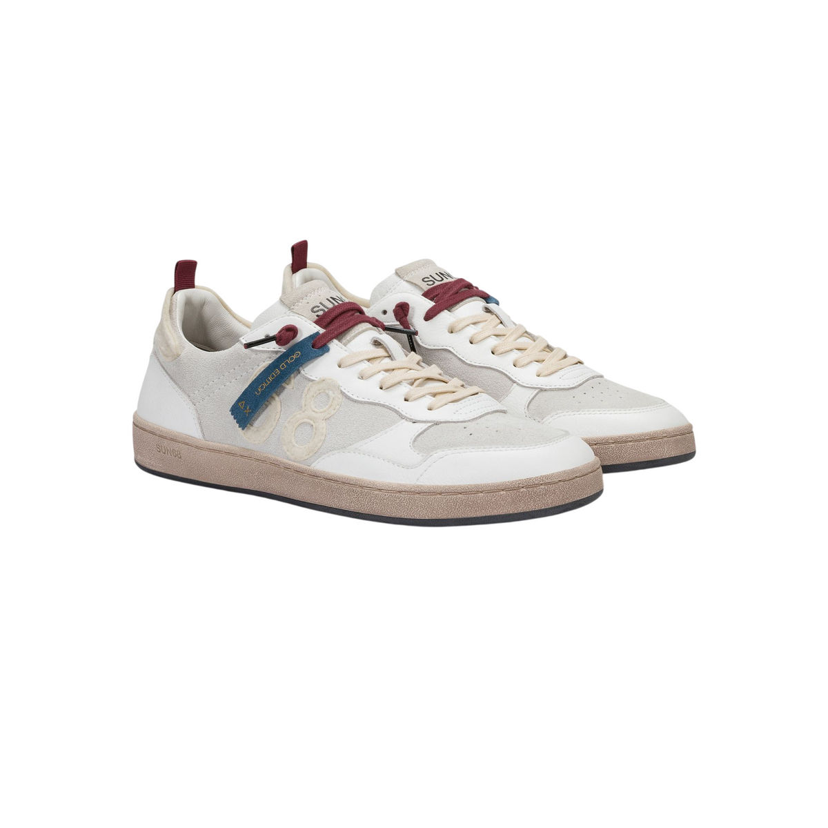 Sun68 sneakers uomo Urban Basket in ecopelle e suede bianco ecrù Z46151 BIANCO SUN68 