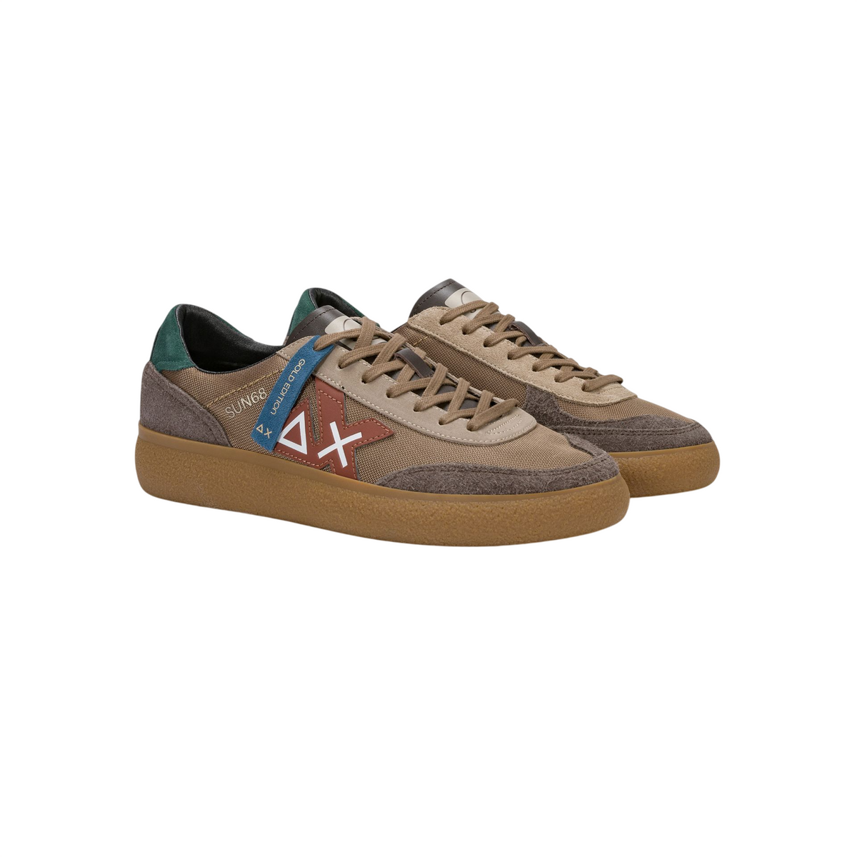 Sun68 sneakers uomo Luis Nylon colorblock marrone Z46157 VOLPE SUN68 