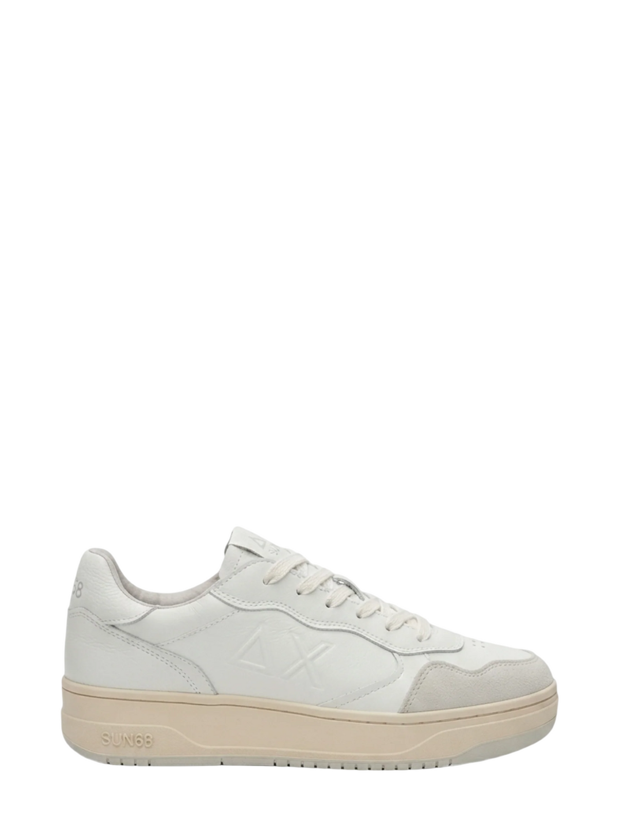Sun68 sneakers uomo Big Basket in pelle e suede bianco ecrù Z46160 BIANCO SUN68 