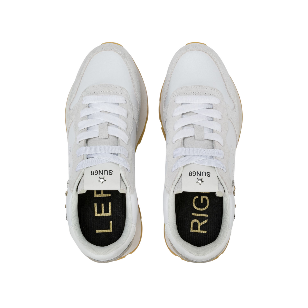 Sun68 sneakers donna Ally Studs in suede ed ecopelle bianco ecrù Z46206 BIANCO SUN68 