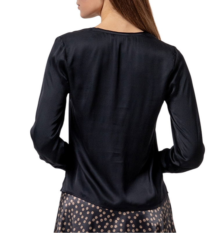 Surkana blusa in raso manica lunga donna nero 556BAEN123 00 SURKANA 