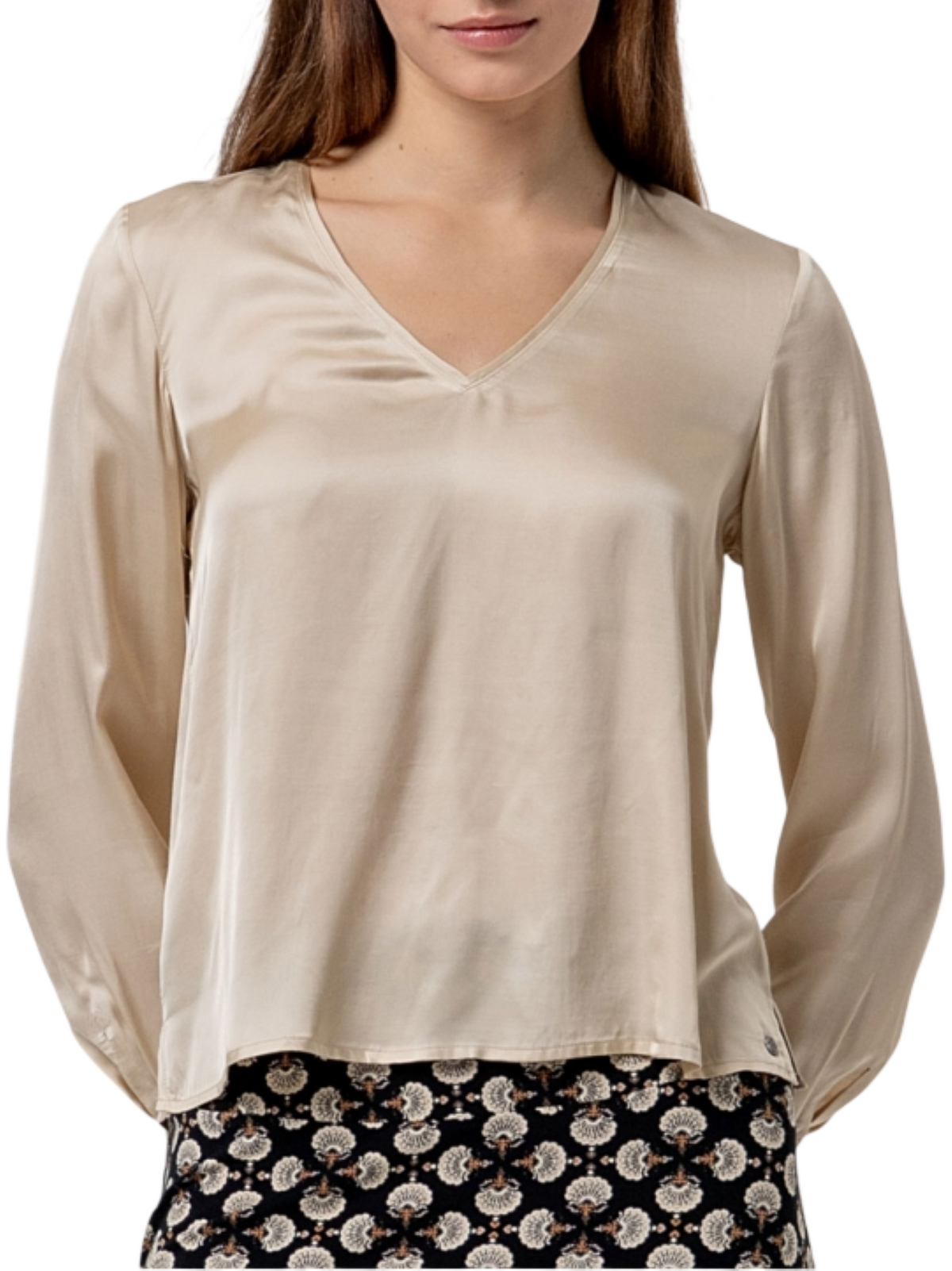 Surkana blusa in raso manica lunga donna beige 556BAEN123 05 SURKANA 