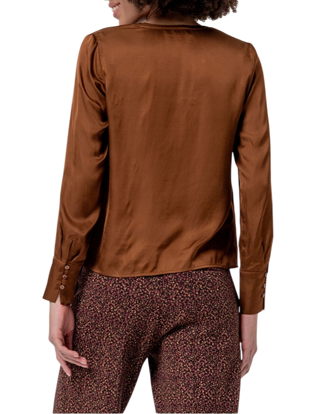 Surkana blusa in raso manica lunga donna marrone 556BAEN123 70 SURKANA 