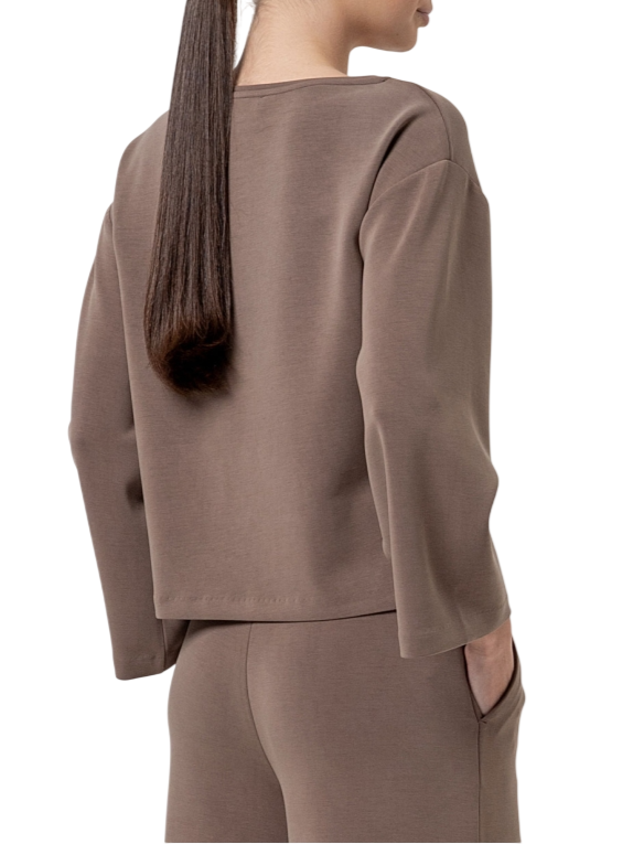 Surkana T-shirt donna misto modal scollo barchetta tortora 556BAMU018 104 SURKANA 