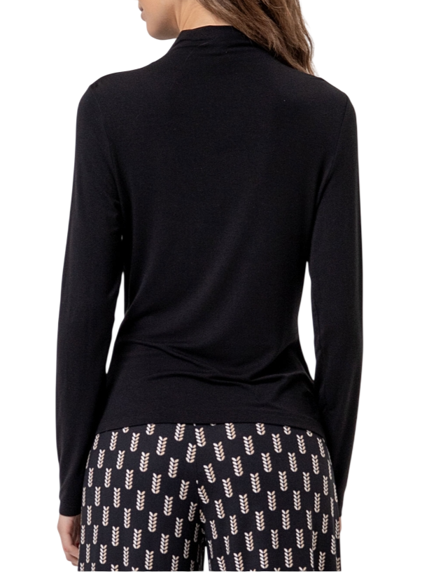 Surkana T-shirt lupetto maniche lunghe in viscosa nero 556BAUM012 00 SURKANA 