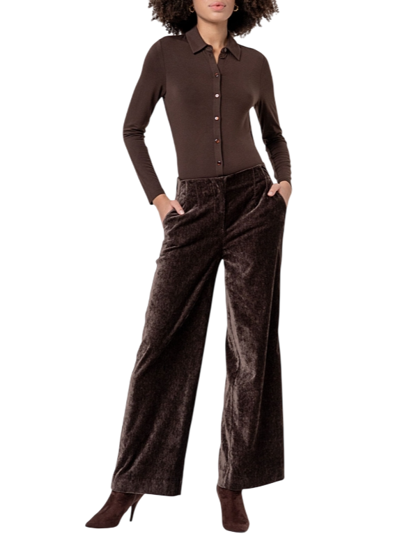 Surkana pantaloni palazzo donna in velluto marrone moro 566BARO523 84 SURKANA 