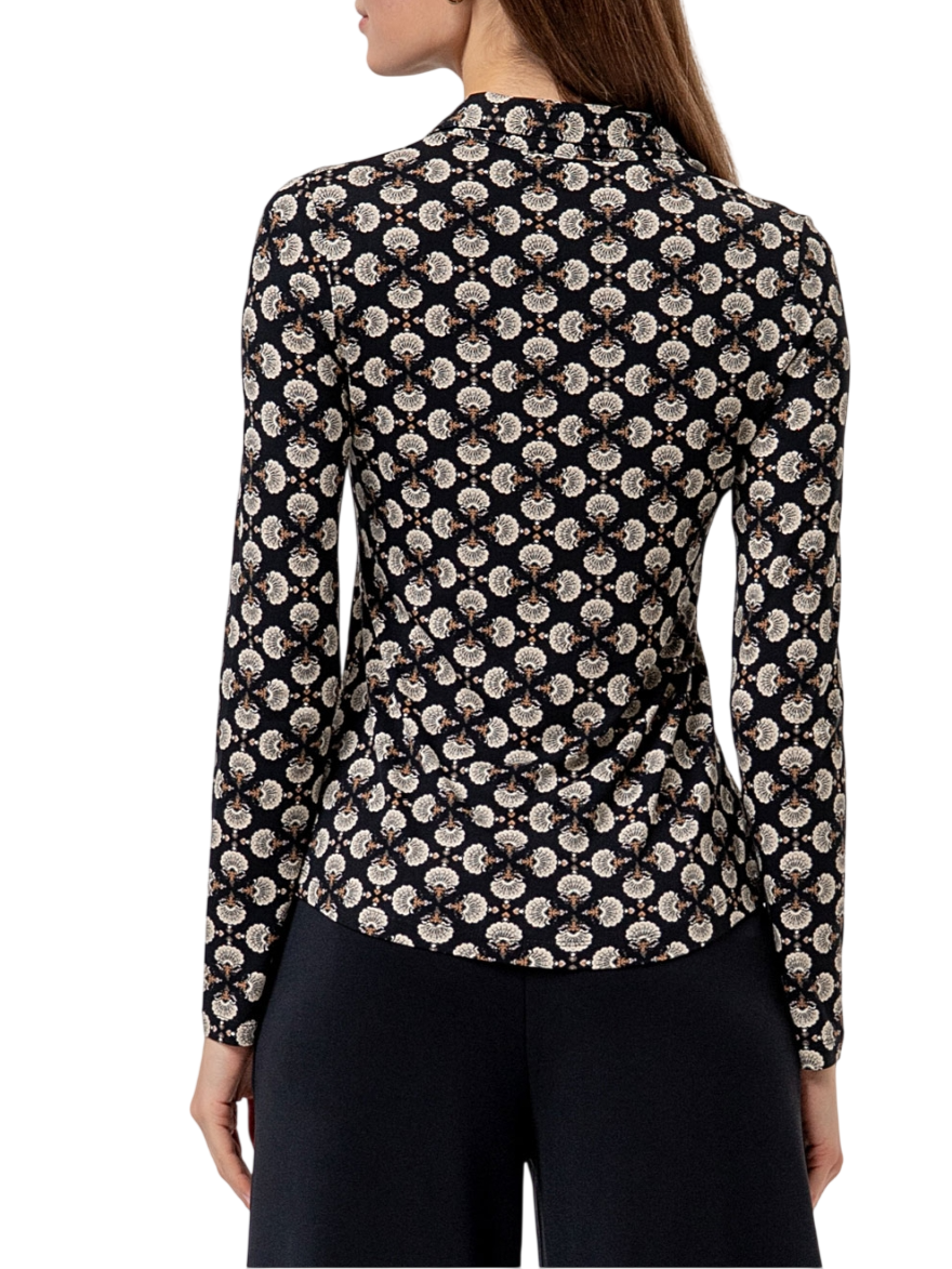 Surkana camicia donna in fantasia manica lunga nero 566JIRA112 00 SURKANA 