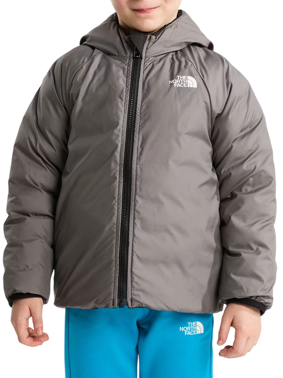 The North Face giubbino imbottito reversibile Perrito bambino con cappuccio nero grigio NF0A88VJ WOO1 THE NORTH FACE 