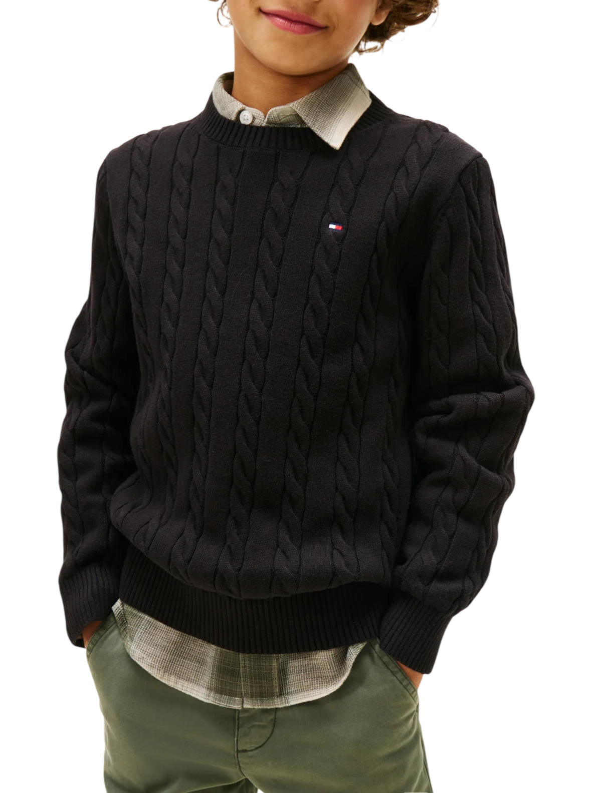 Tommy Hilfiger maglia a trecce bambino nero KB0KB09753 BDS Tommy Hilfiger 