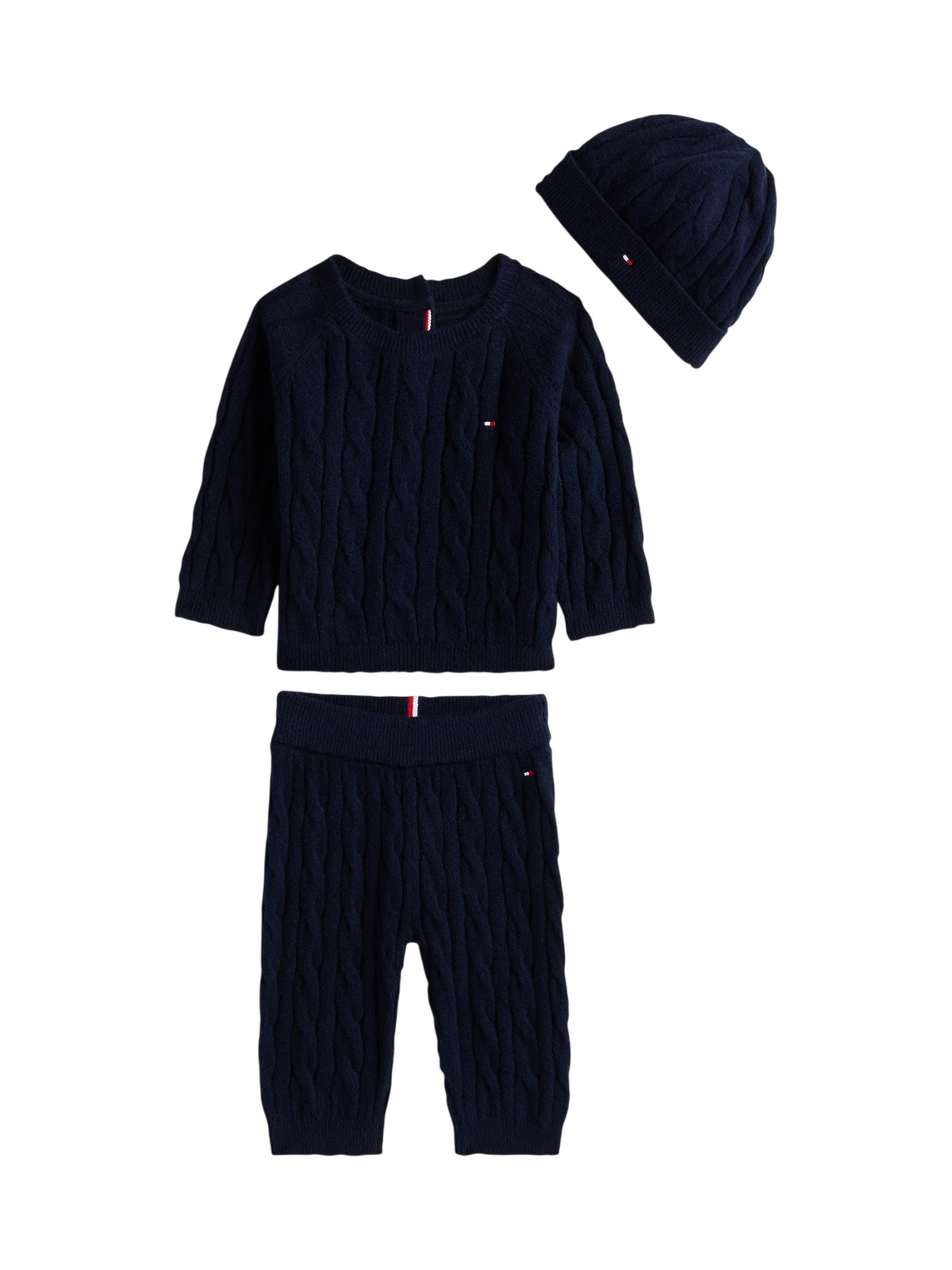 Tommy Hilfiger completo neonato in maglia a trecce con cappello blu KN0KN02080 C1G Tommy Hilfiger 