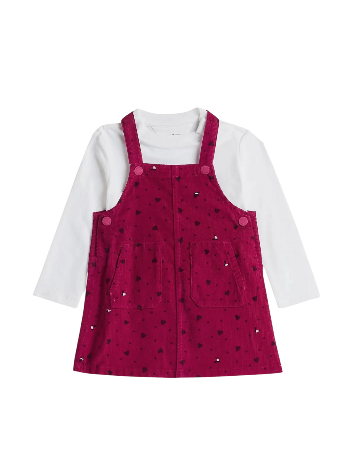Tommy Hilfiger abito stile salopette neonata magenta bianco KN0KN02324 XIR Tommy Hilfiger 