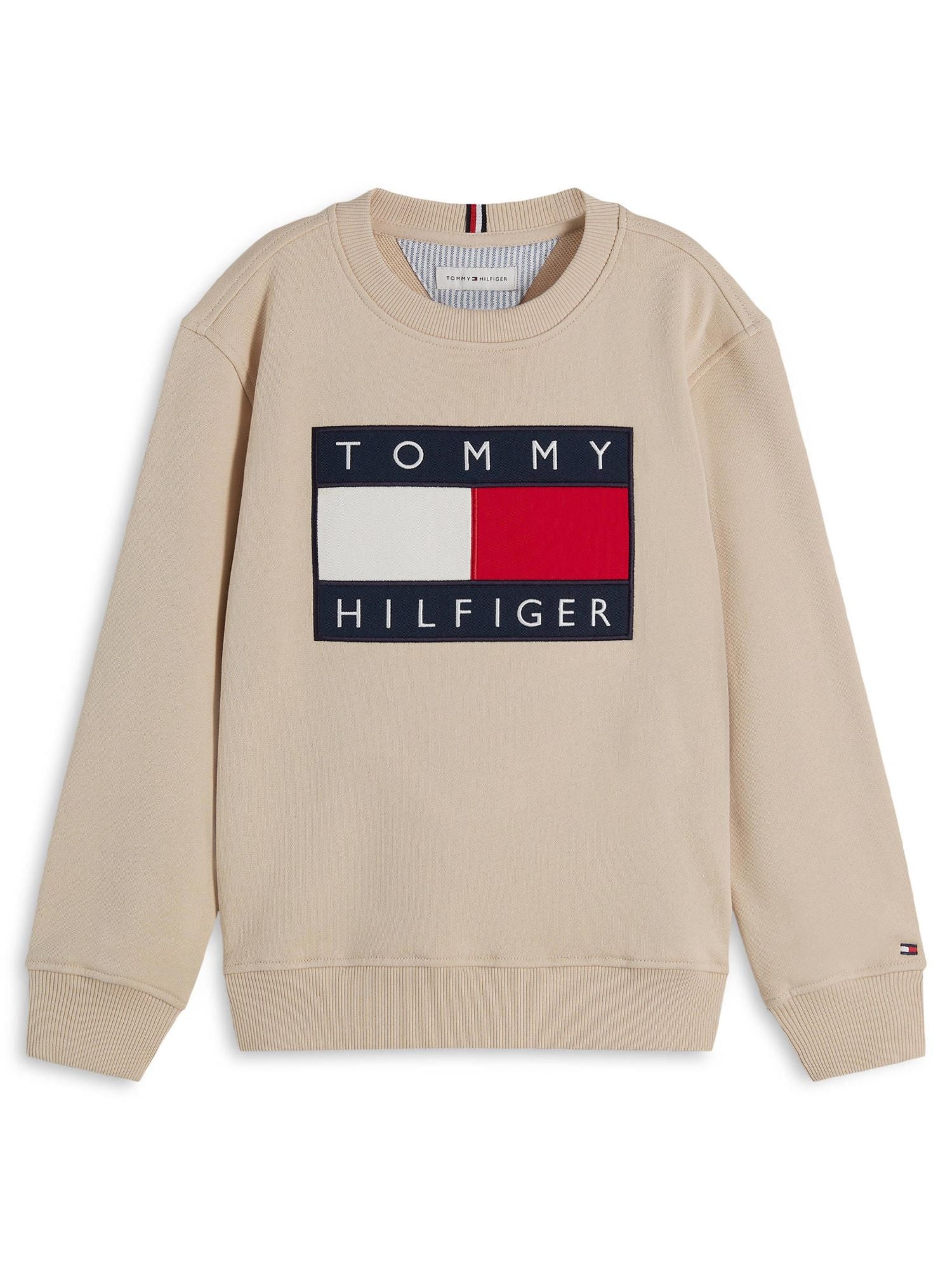 Tommy Hilfiger felpa bambino con logo iconico beige KS0KS00709 ACI Tommy Hilfiger 