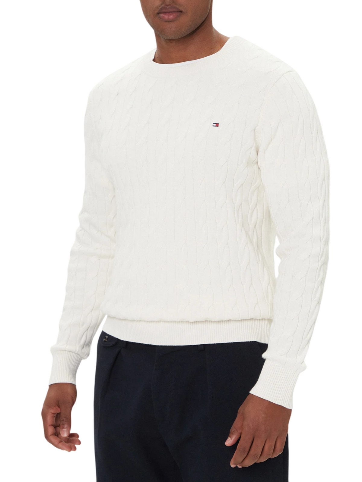 Tommy Hilfiger maglia in cotone con trecce avorio MW0MW33132 Z00 Tommy Hilfiger 