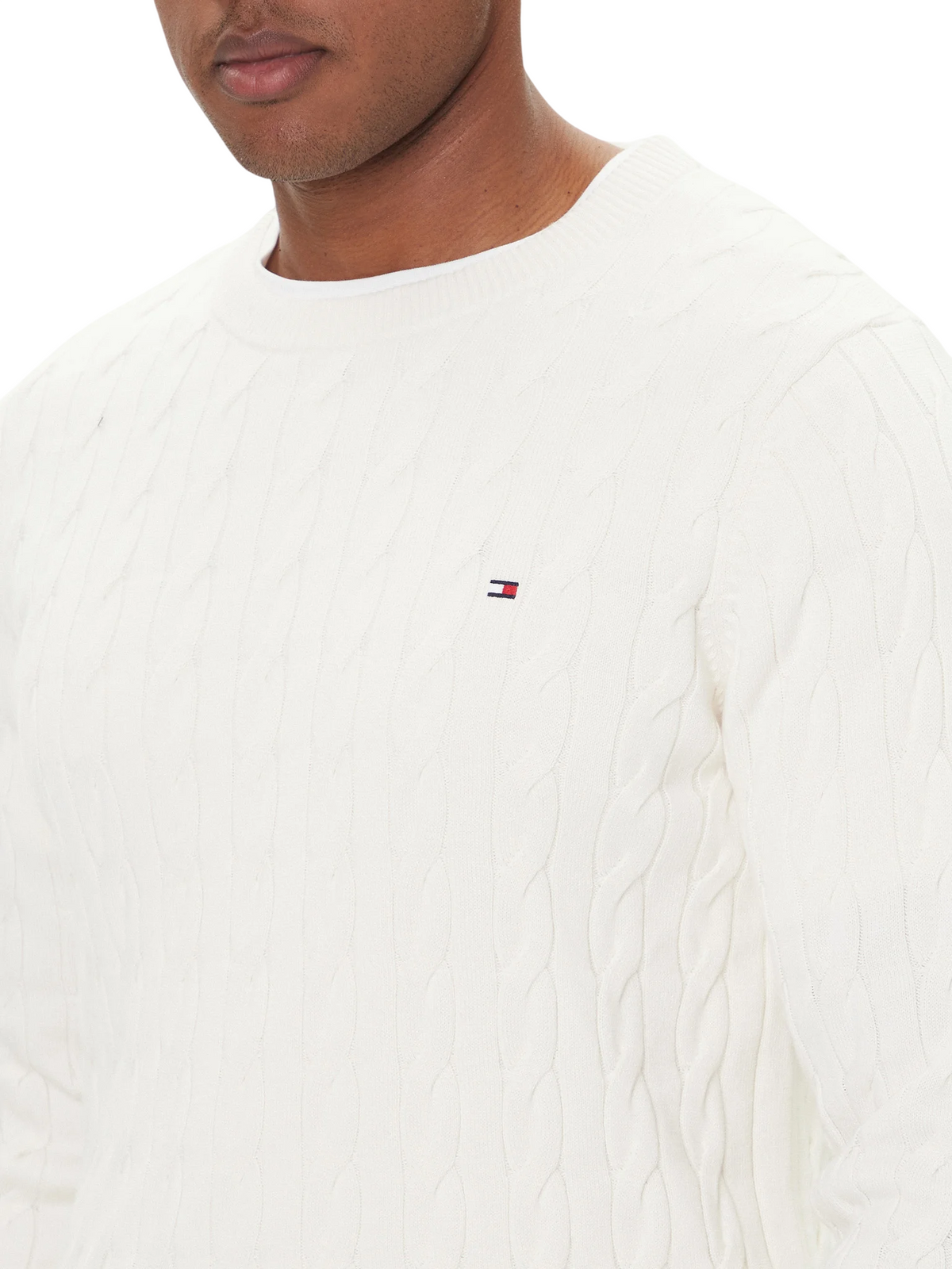 Tommy Hilfiger maglia in cotone con trecce avorio MW0MW33132 Z00 Tommy Hilfiger 