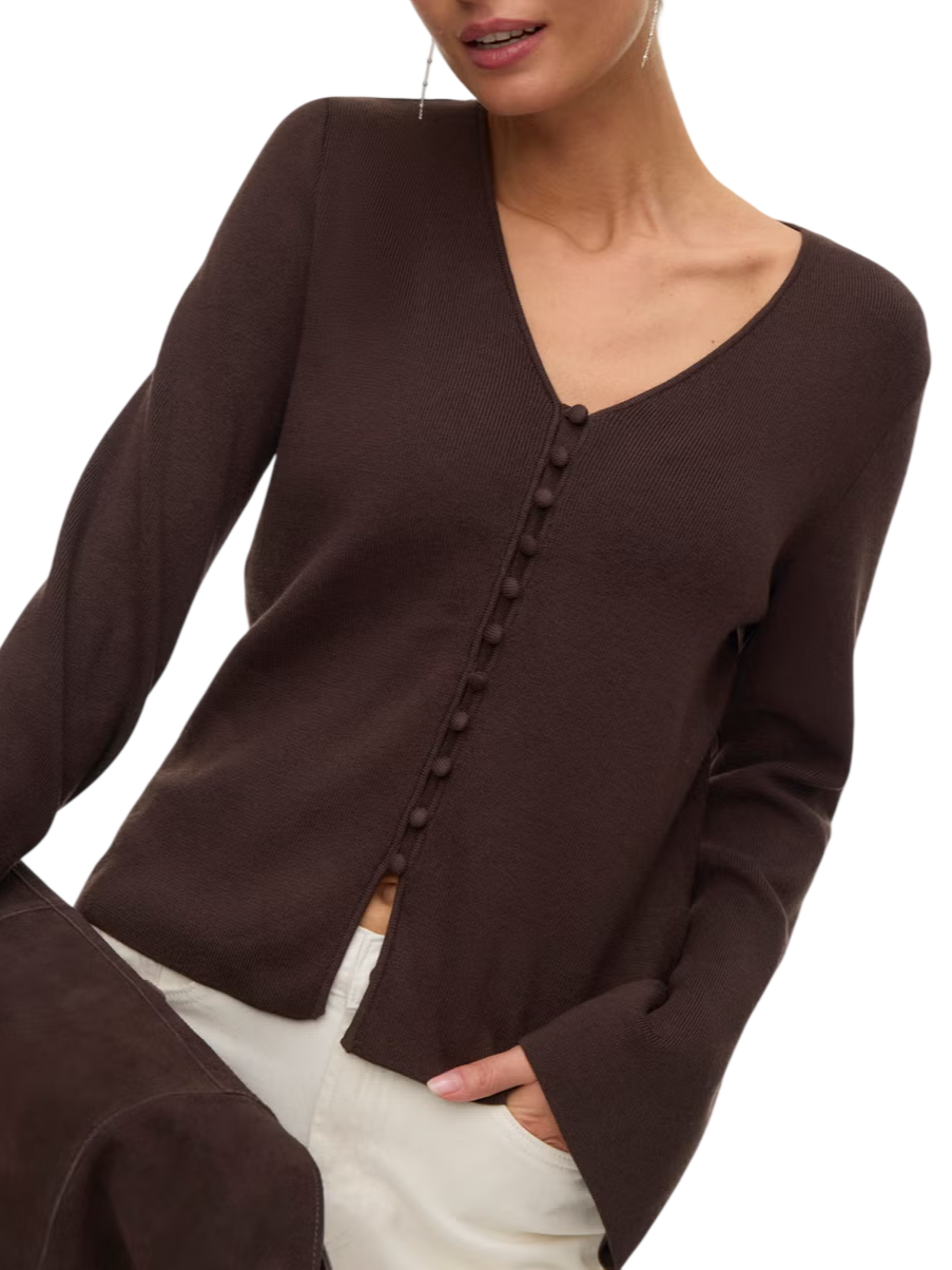 Vero Moda cardigan donna a V misto viscosa marrone 10342206 CHOCOLATE TORTE VERO MODA 