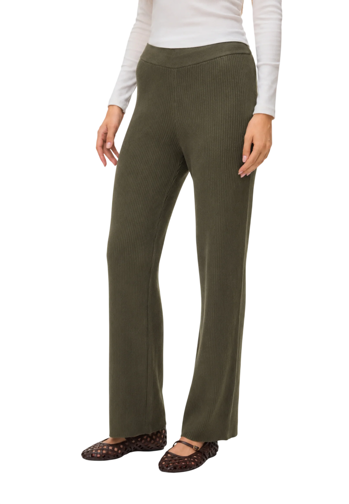 Vero Moda pantaloni in maglia a costine donna verde 10345717 FOREST NIGHT VERO MODA 
