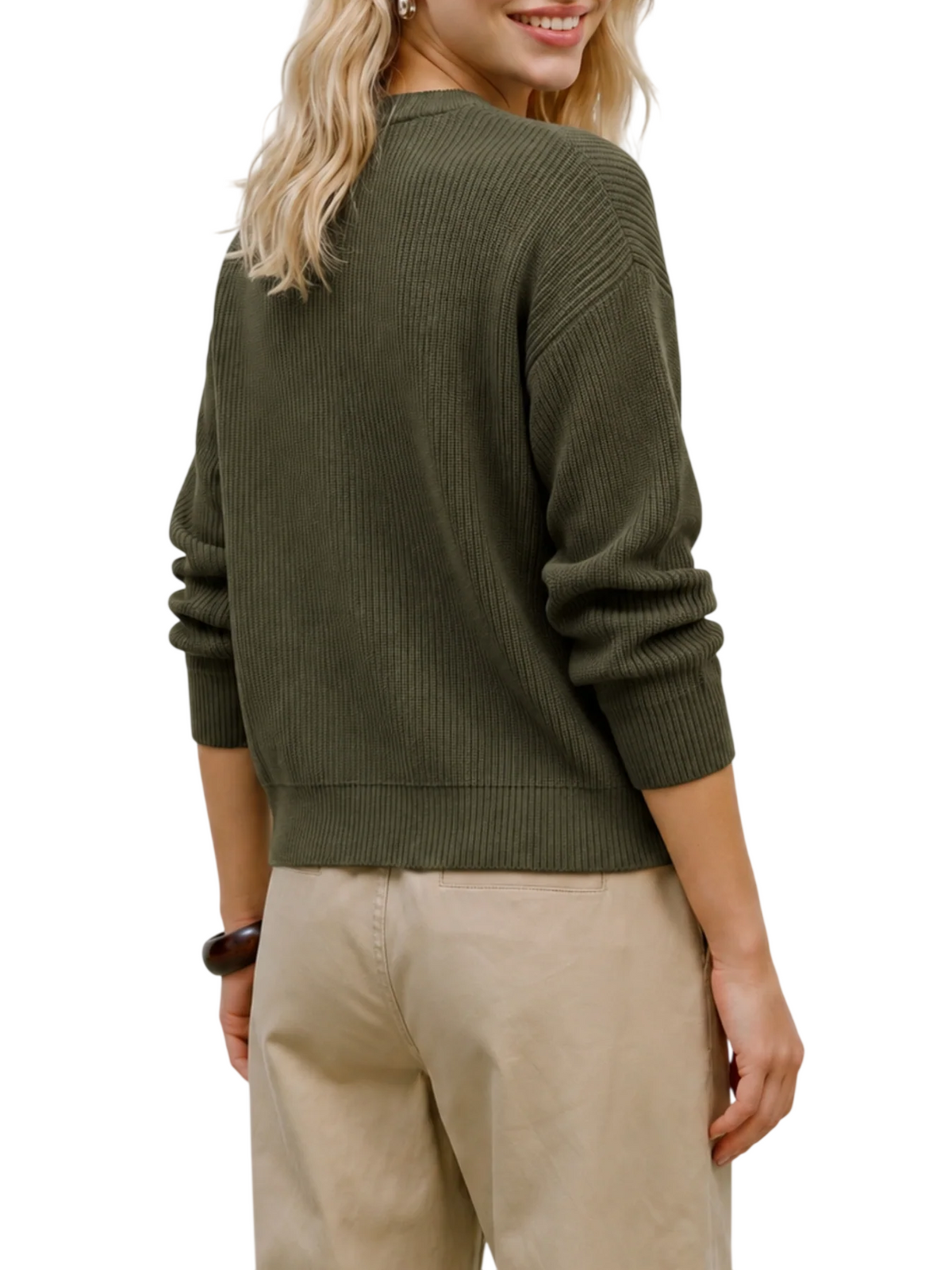 Vero Moda maglia donna in misto viscosa a costine verde 10347043 FOREST NIGHT VERO MODA 