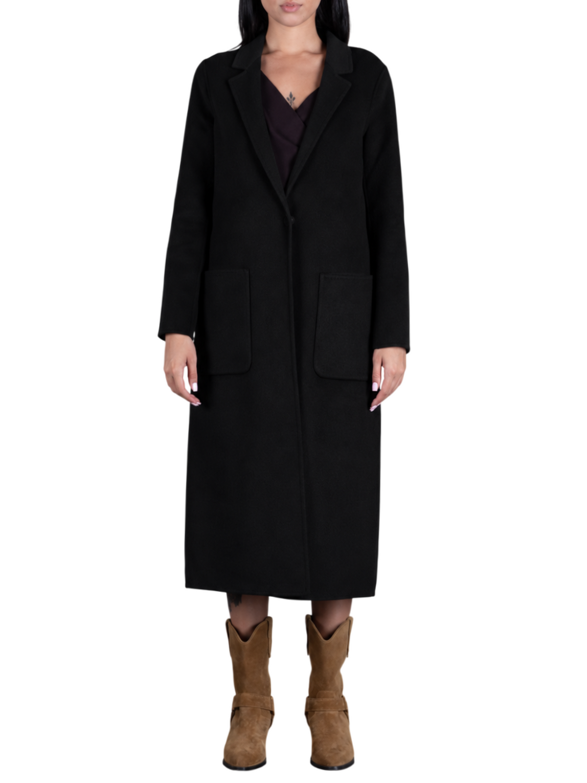 Vicolo cappotto lungo monopetto misto lana donna nero TAC0002 NERO VICOLO 