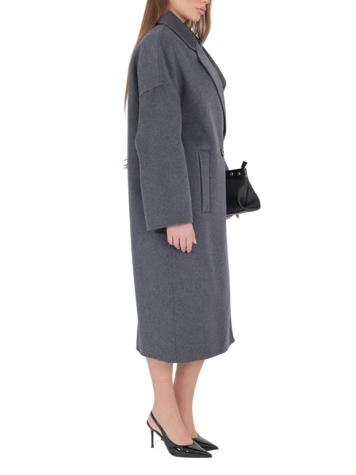 Vicolo cappotto lungo doppiopetto misto lana donna grigio antracite TAC0003 ANTRACITE VICOLO 