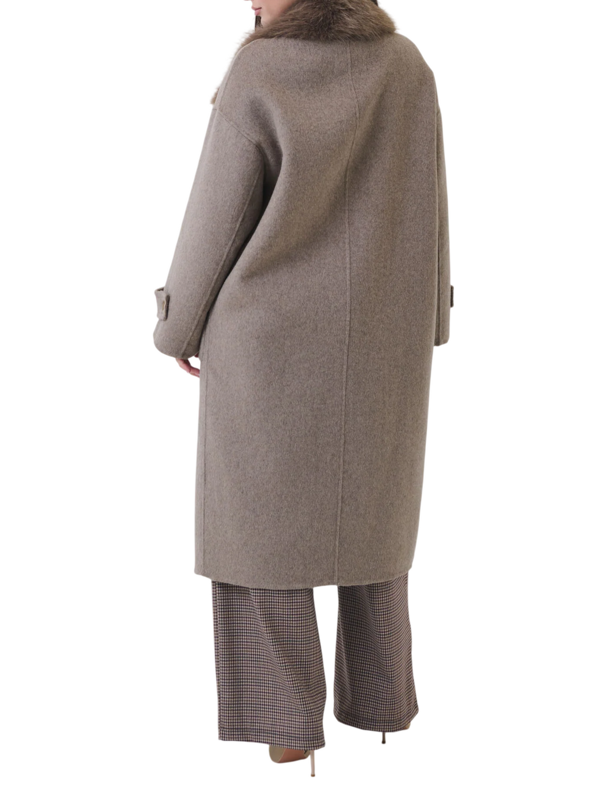 Vicolo cappotto lungo doppiopetto misto lana donna tortora TAC0025 CACHA VICOLO 