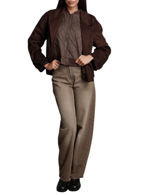 Vicolo cappotto donna doppiopetto misto lana marrone TAC0061 FONDENTE VICOLO 