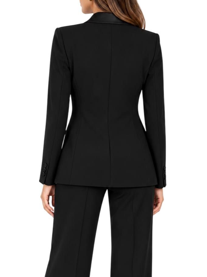 Vicolo giacca blazer doppiopetto donna dettagli satin nero TAC0405 NERO VICOLO 