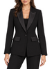Vicolo giacca blazer donna in tessuto crepe con dettagli satin nero