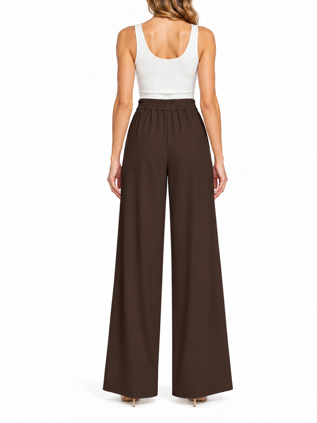 Vicolo pantaloni palazzo donna in tessuto crepe marrone TAC0409 FONDENTE VICOLO 