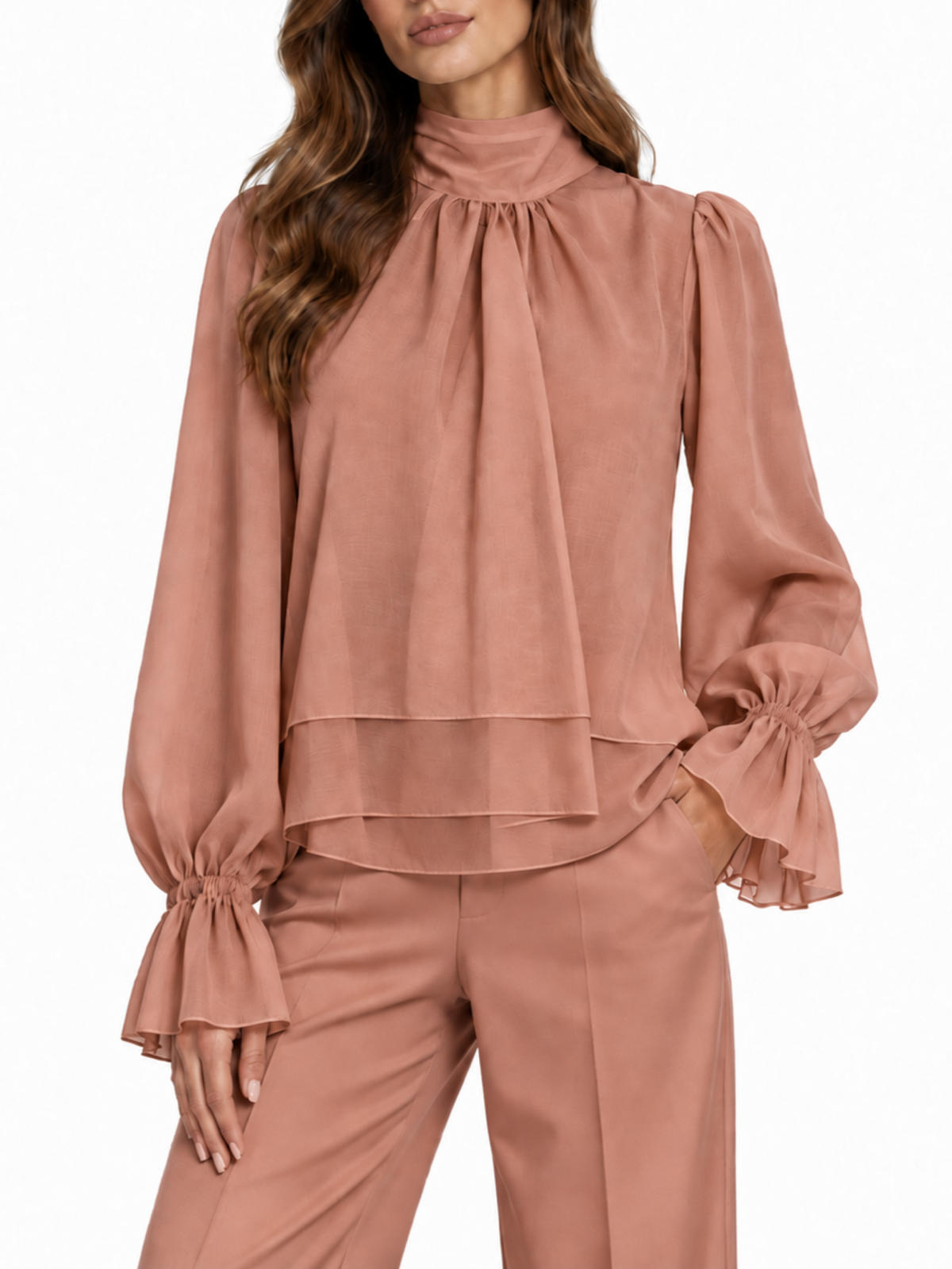 Vicolo blusa donna con fusciacca misto lyocell rosa antico TAC0430 BLUSH VICOLO 