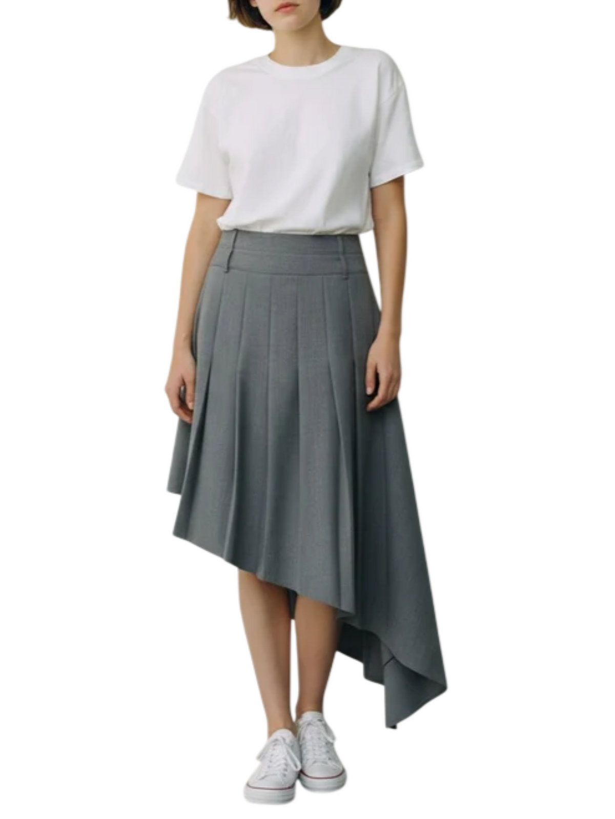 Vicolo gonna a pieghe asimmetrica donna grigio TAC0435 GRIGIO MELANGE VICOLO 