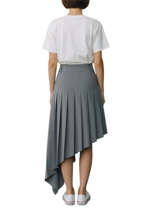 Vicolo gonna a pieghe asimmetrica donna grigio TAC0435 GRIGIO MELANGE VICOLO 