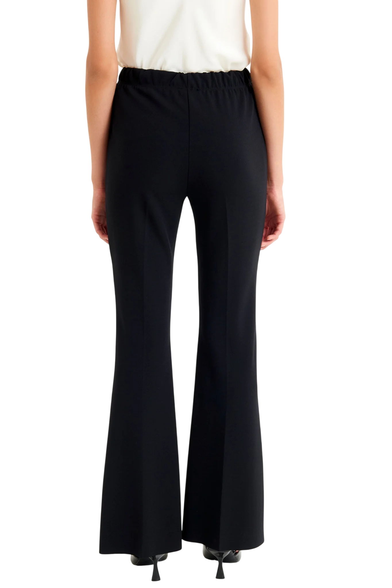 Vicolo pantaloni a zampa donna in tessuto crepe nero TAC0452 NERO VICOLO 